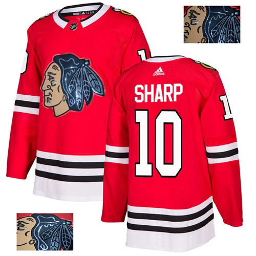 Adidas Blackhawks #10 Patrick Sharp Red Home Authentic Fashion Gold Stitched NHL Jersey - Click Image to Close